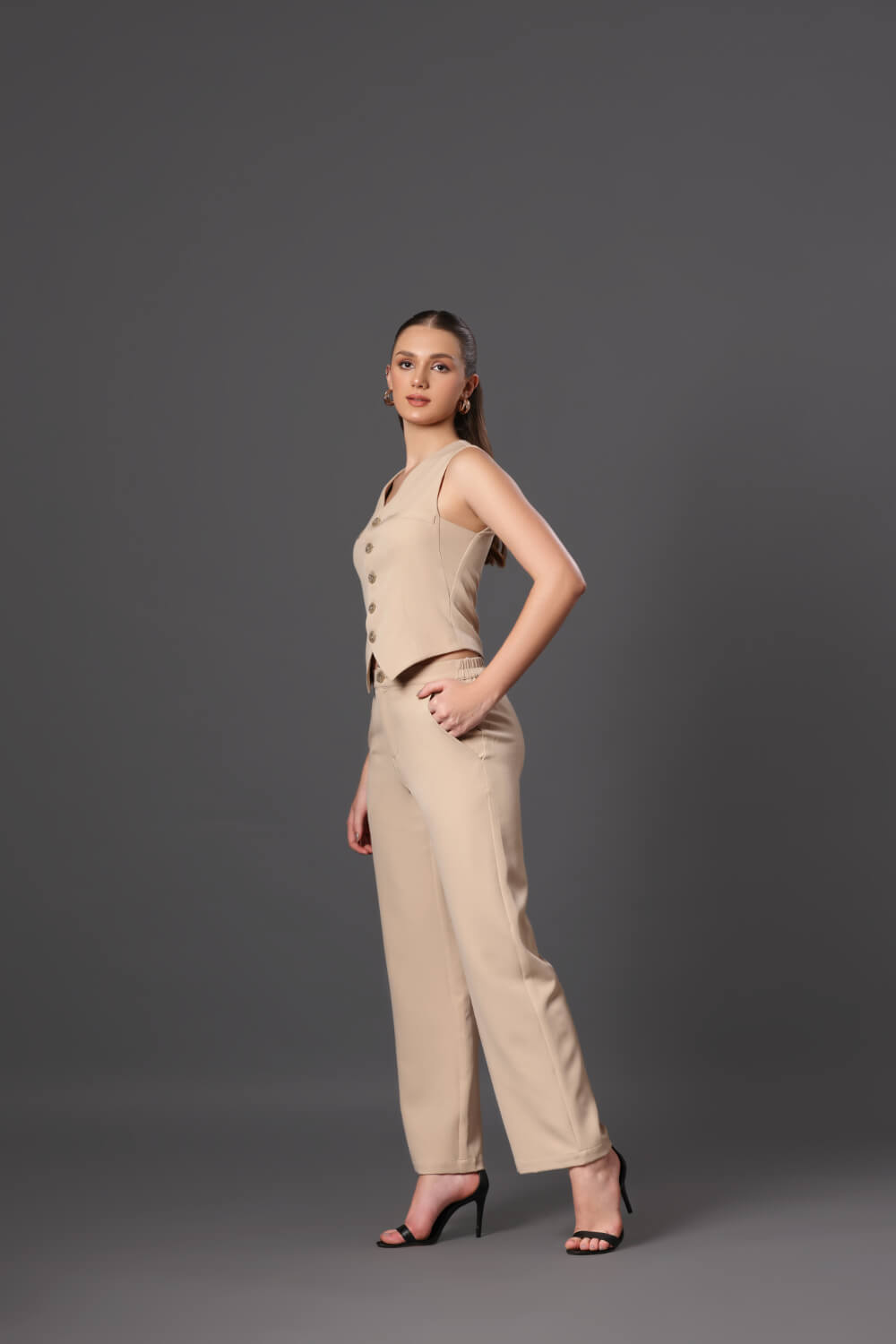 Beige Bliss Coord Set - A perfect Formal Fashion - Meeami Fashion