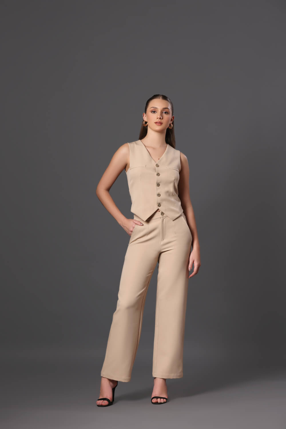 Beige Bliss Coord Set - A perfect Formal Fashion - Meeami Fashion