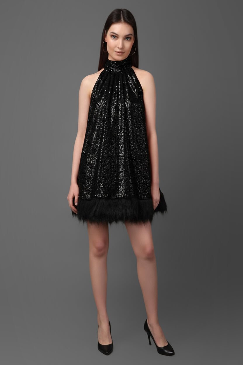 Black Sparkle Glow Dress - Meeami Fashion