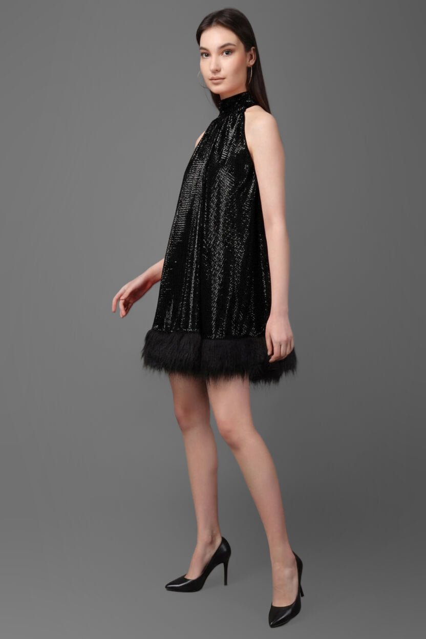 Black Sparkle Glow Dress - Meeami Fashion