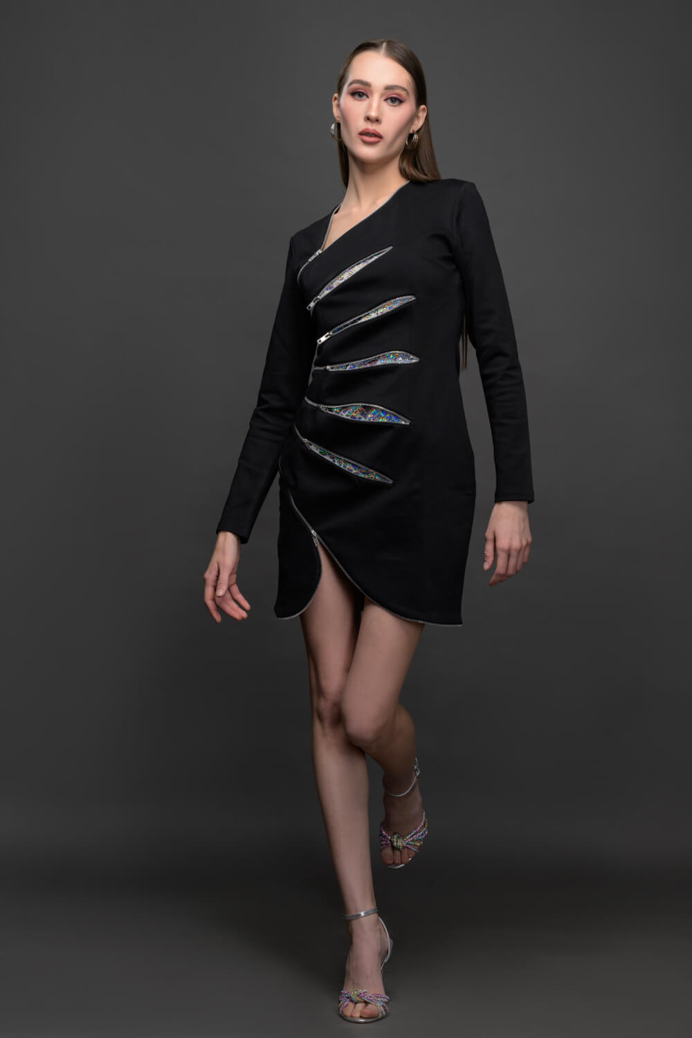 Black Zipline Dress - Meeami Fashion