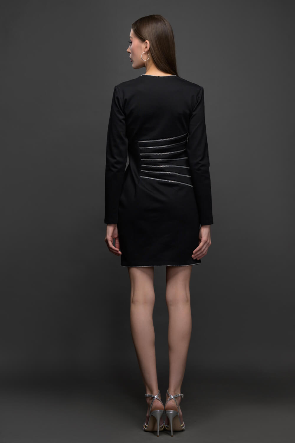 Black Zipline Dress - Meeami Fashion