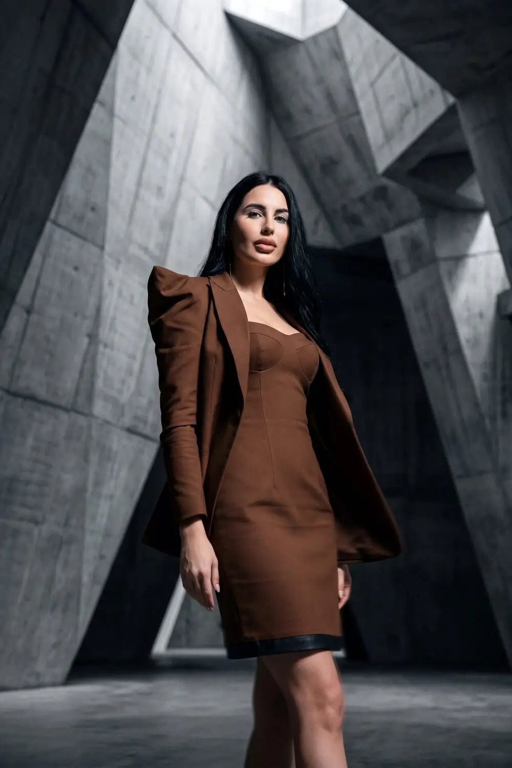 Chocolate Power Blazer Dress Ensemble
