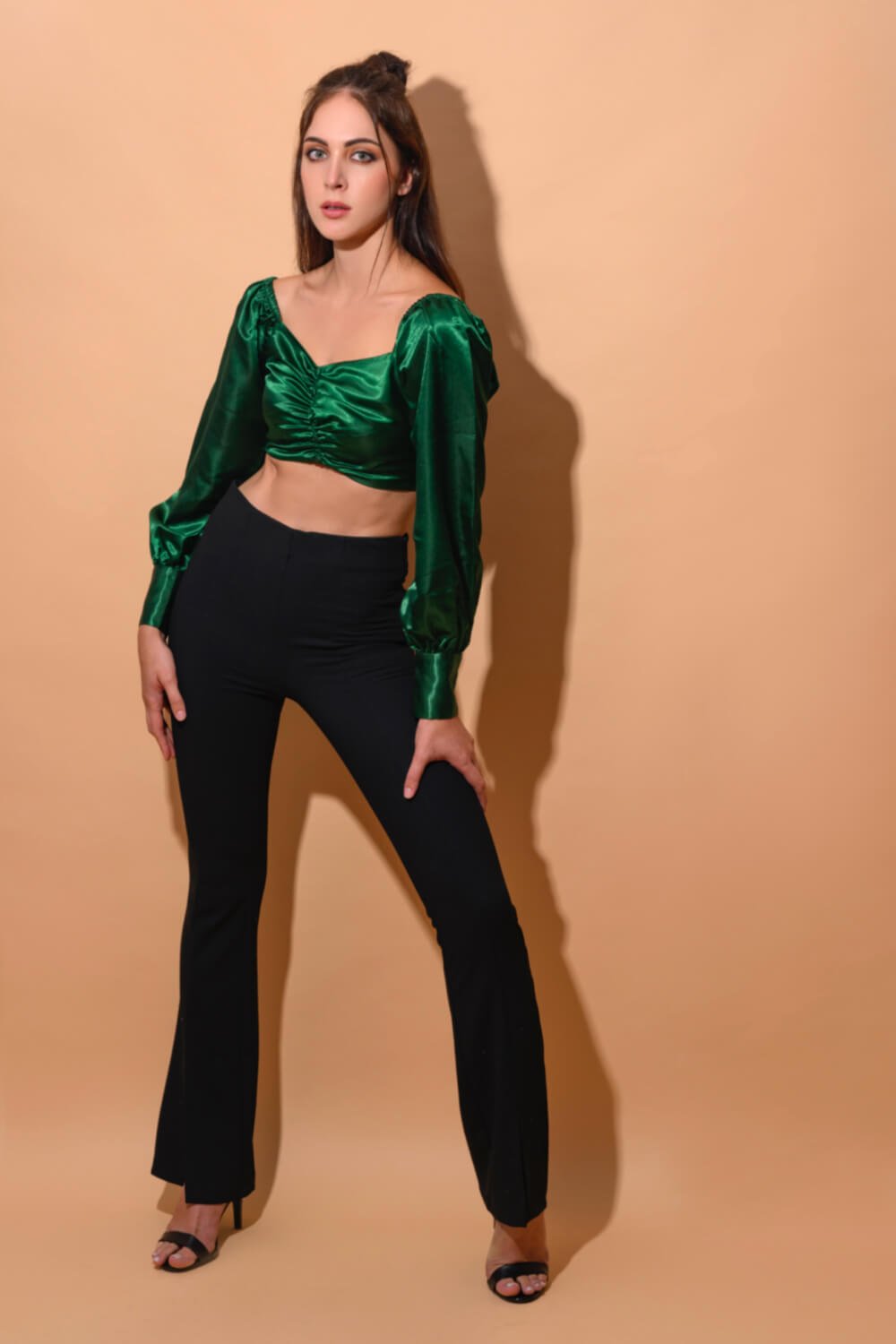 Emerald Satin Top - Meeami Fashion