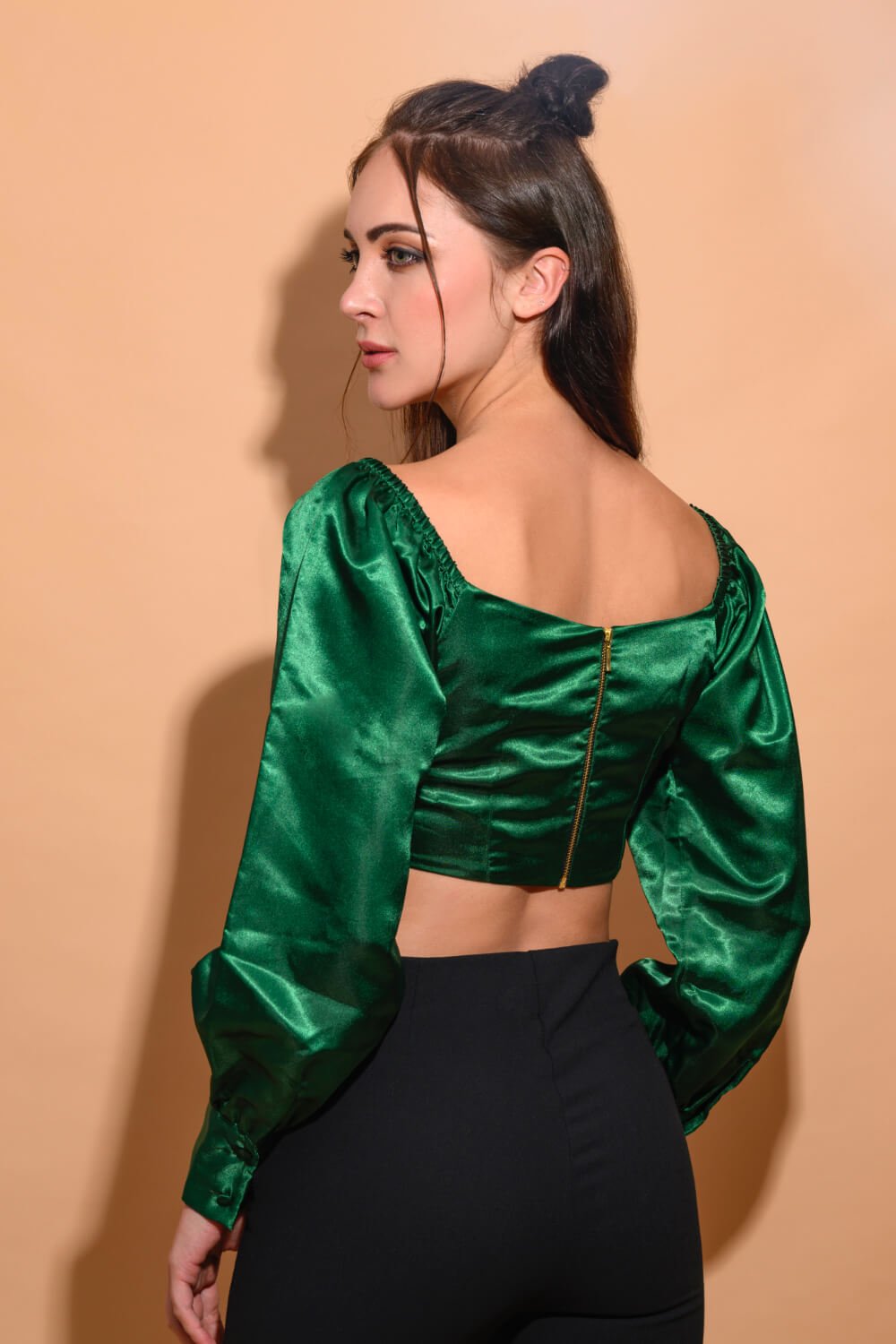 Emerald Satin Top - Meeami Fashion