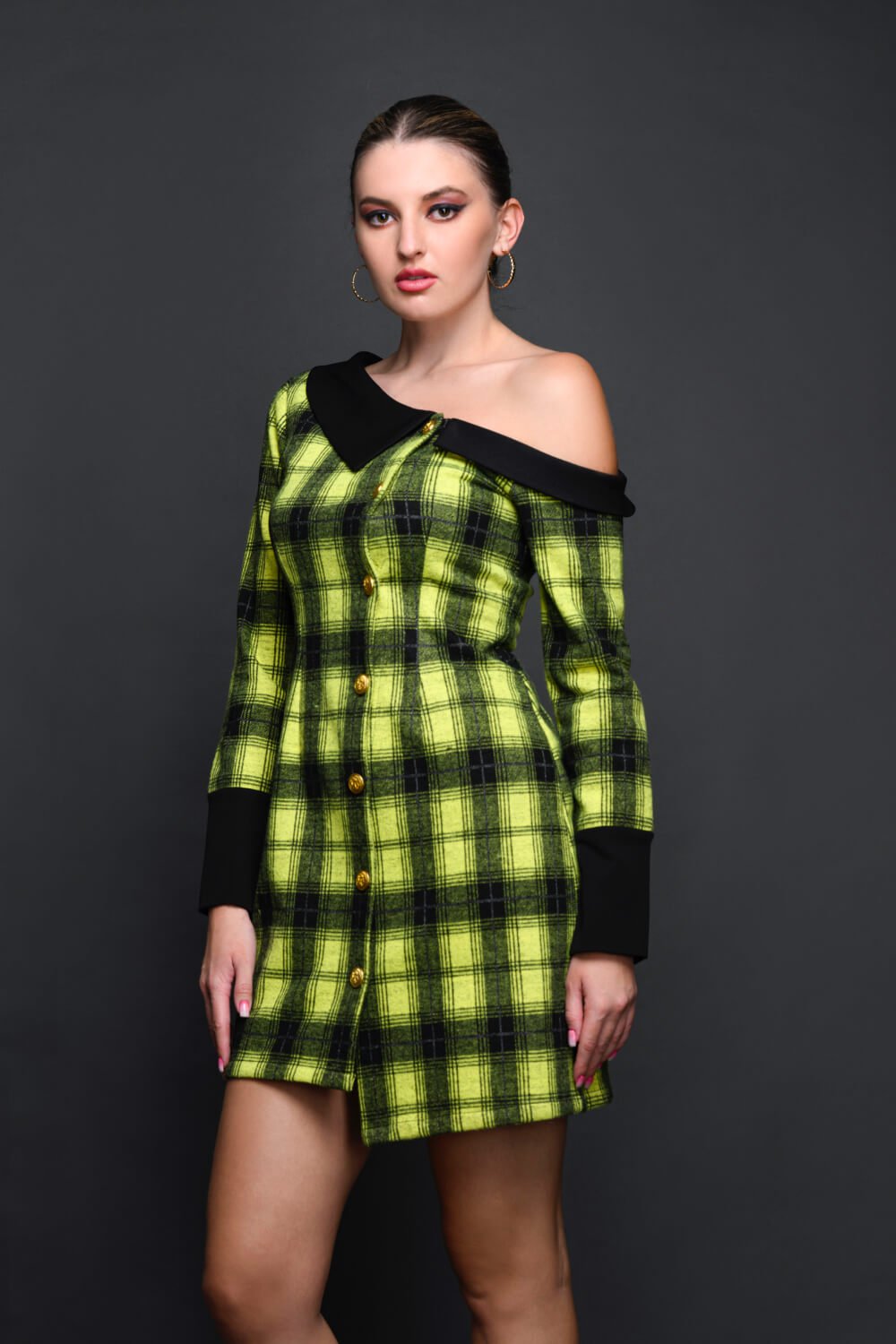 Forest Tweed Dress - Meeami Fashion