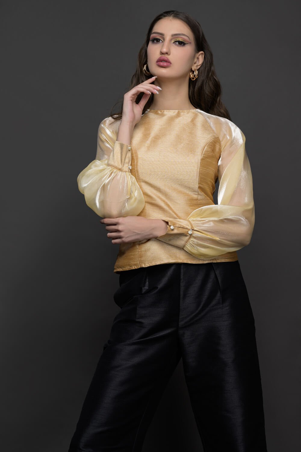 Golden Noir Top - Meeami Fashion