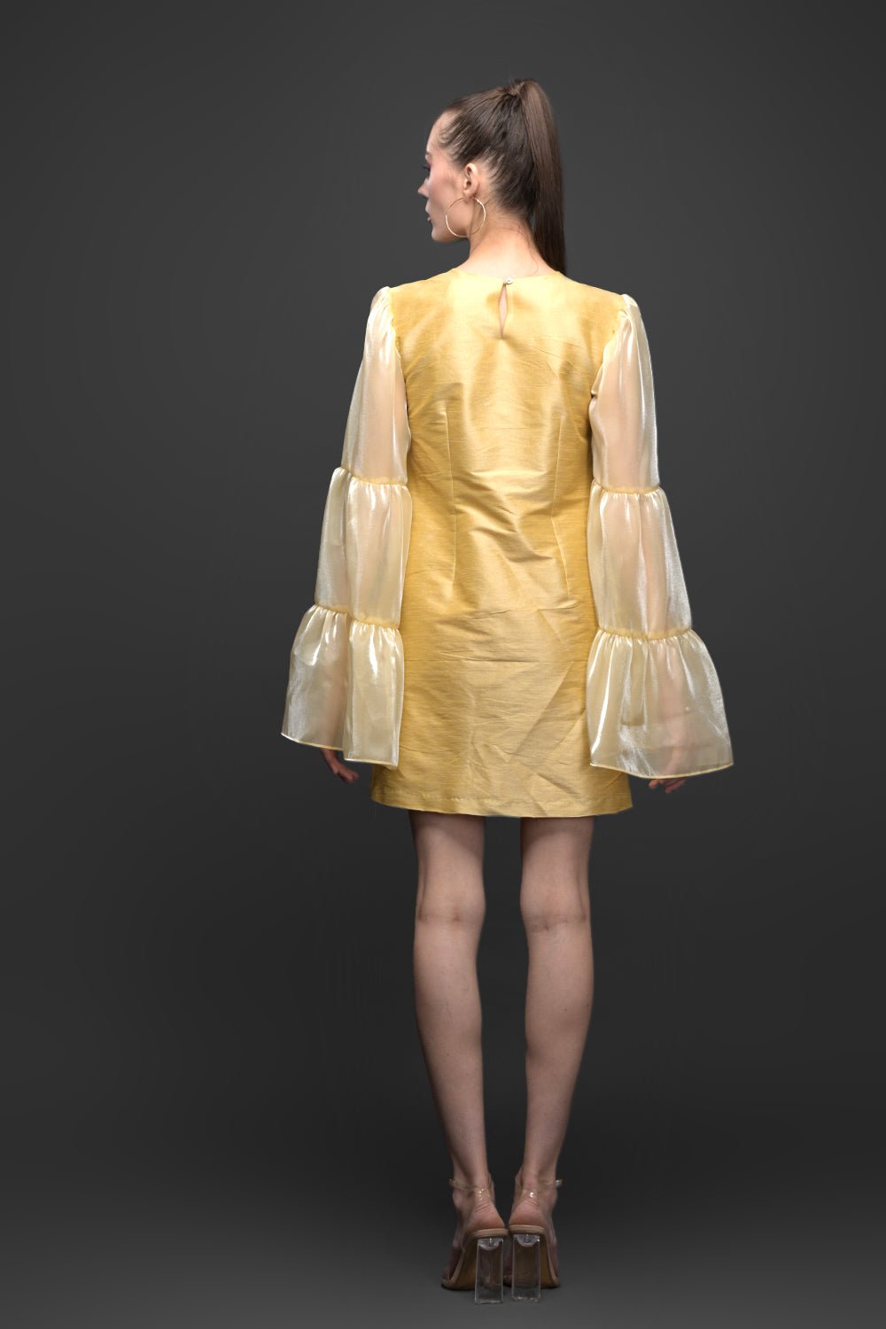 Golden Touch Bell Sleeve Dress - Meeami Fashion