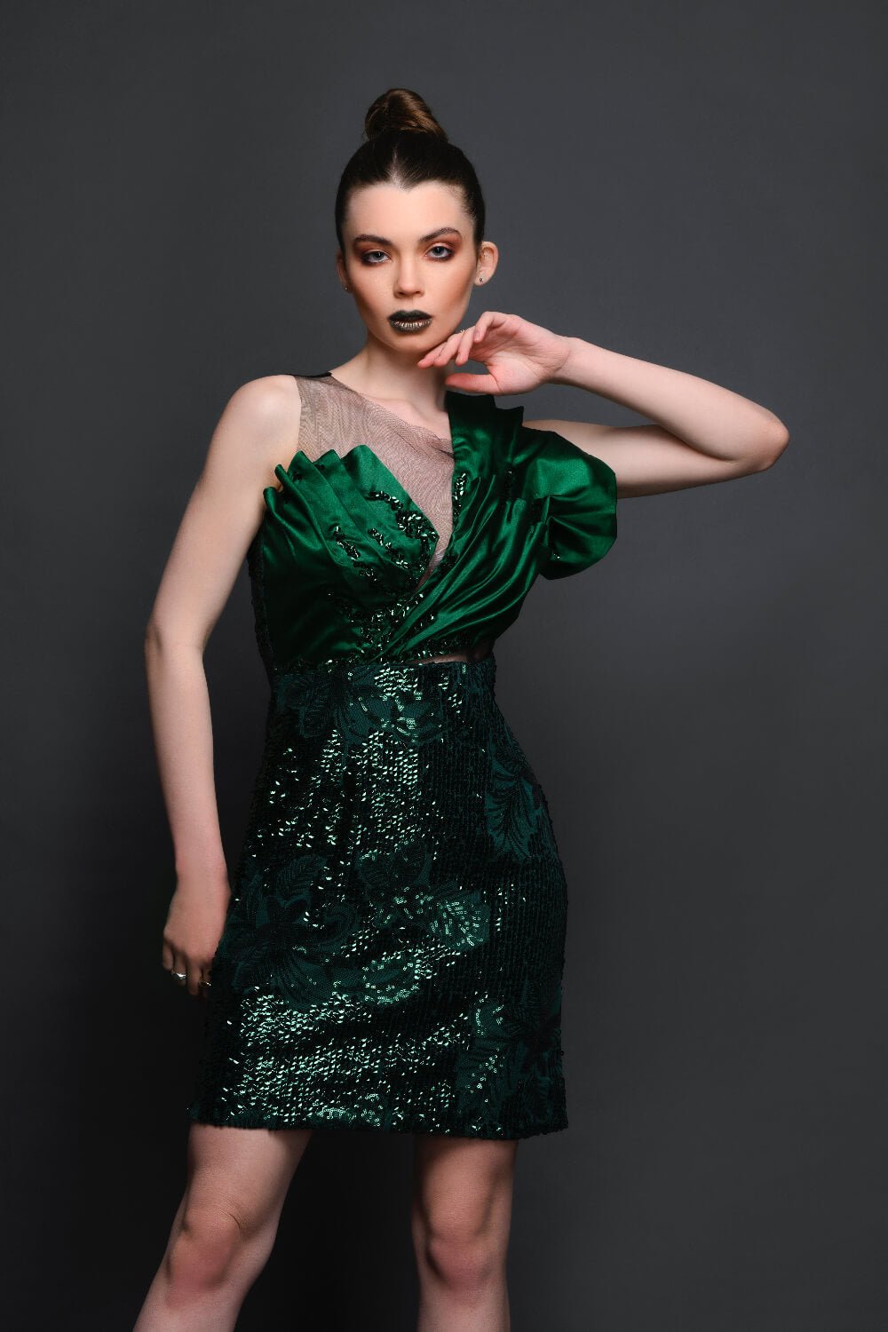 Green Sequin Emerald Dress - Meeami Fashion
