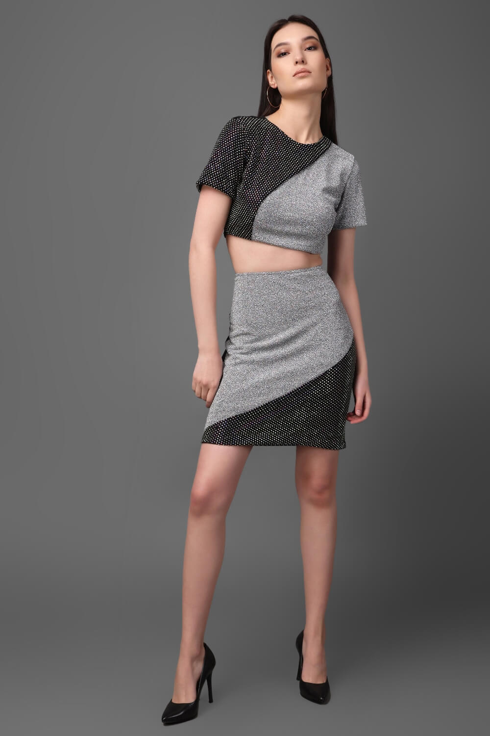 Grey Shine Coord Set - Meeami Fashion