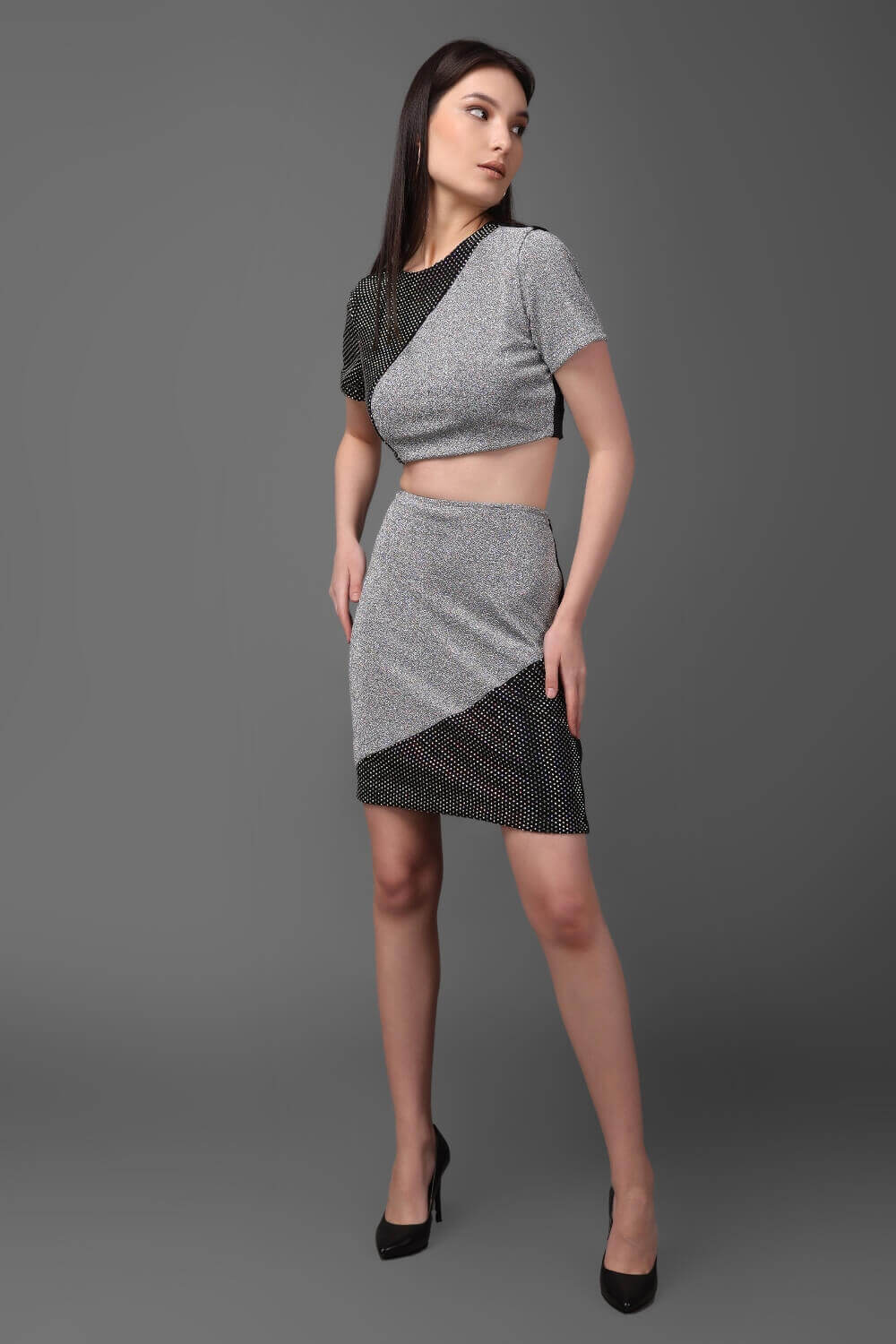 Grey Shine Coord Set - Meeami Fashion