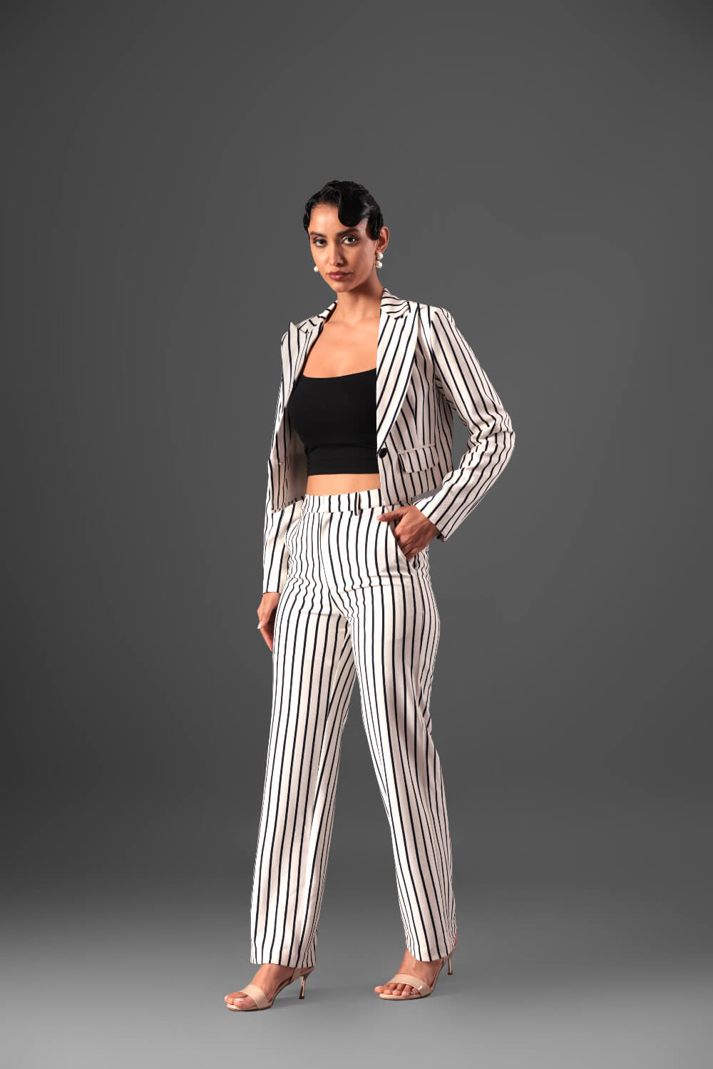 Monochrome Blazer Set - Meeami Fashion