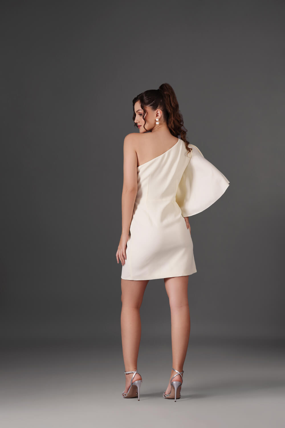One - Shoulder Dramatic Drape Dress - Meeami Fashion