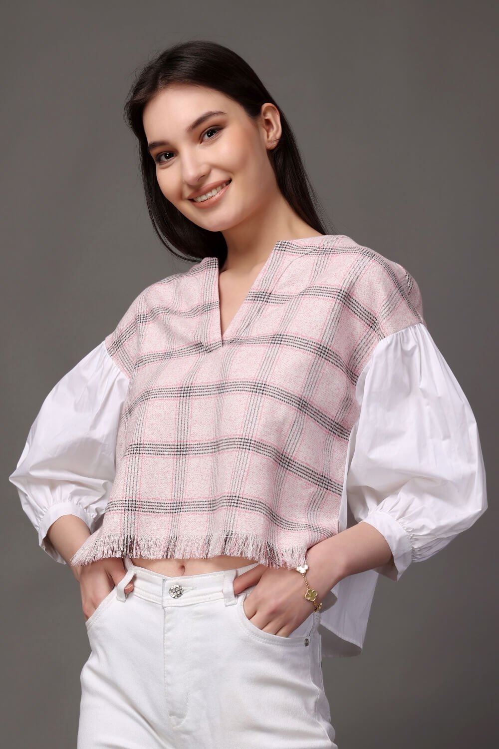 Pink Paradise Tweed Top - Meeami Fashion