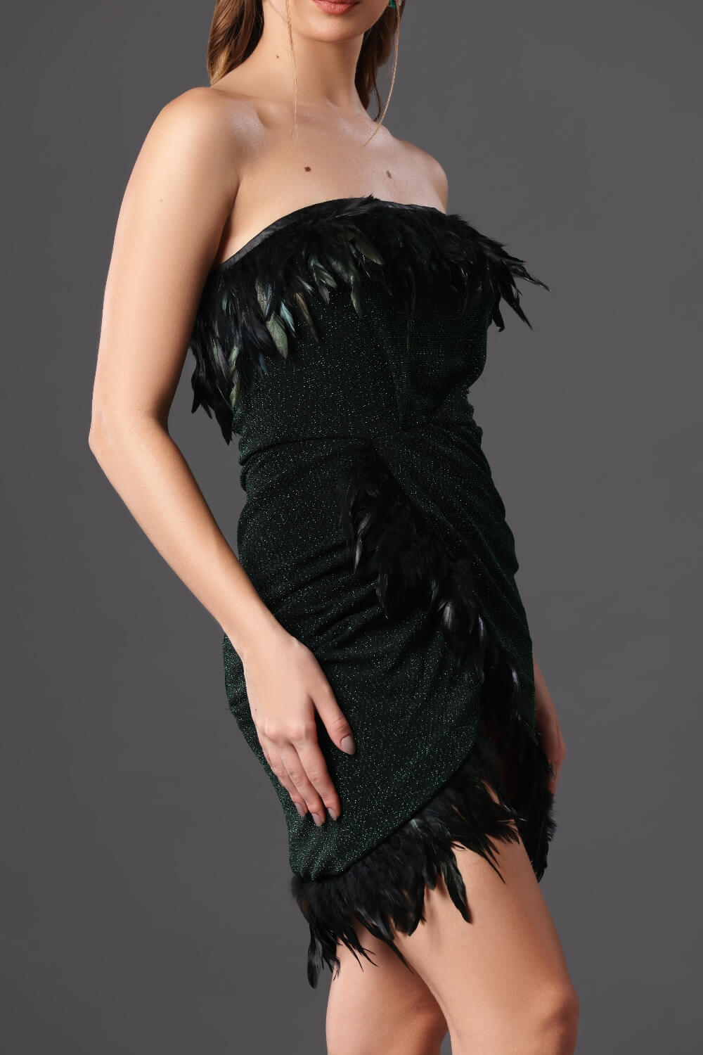 Poetic Feather Off Shoulder Dress - Party Fusion - Meeami Fashion