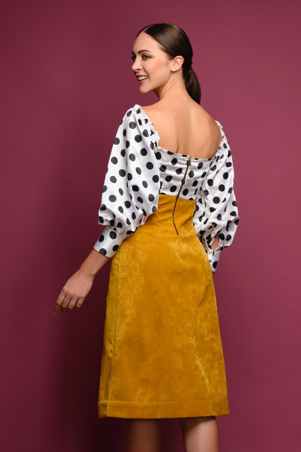 Satin Polka Dot Knot Top - Meeami Fashion