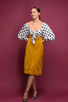 Satin Polka Dot Knot Top - Meeami Fashion