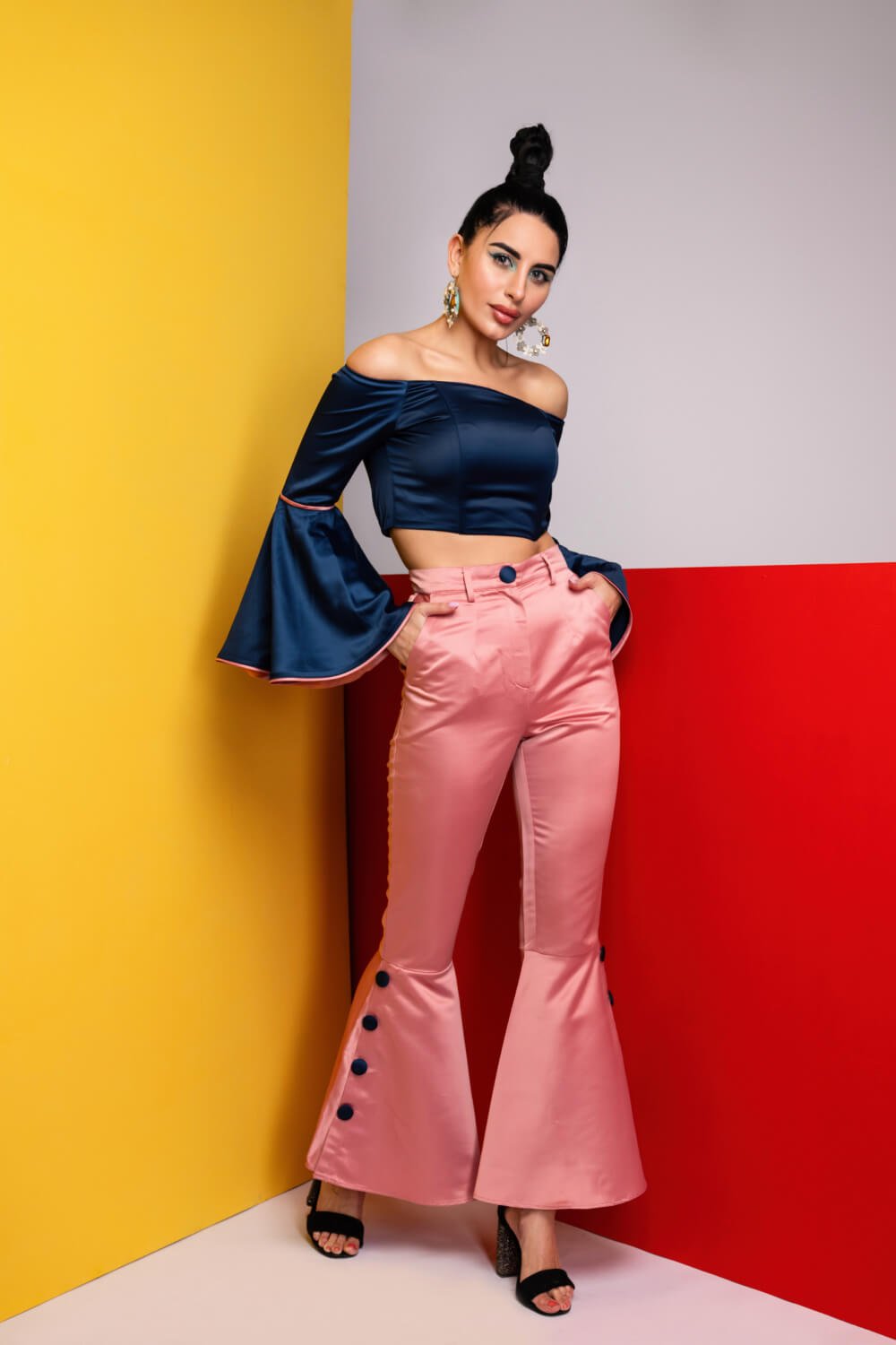 Satin Retro Coord Set - Meeami Fashion