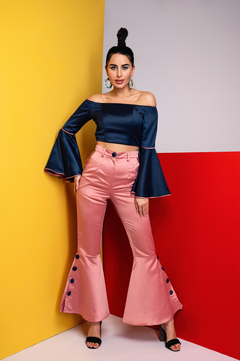 Satin Retro Coord Set - Meeami Fashion