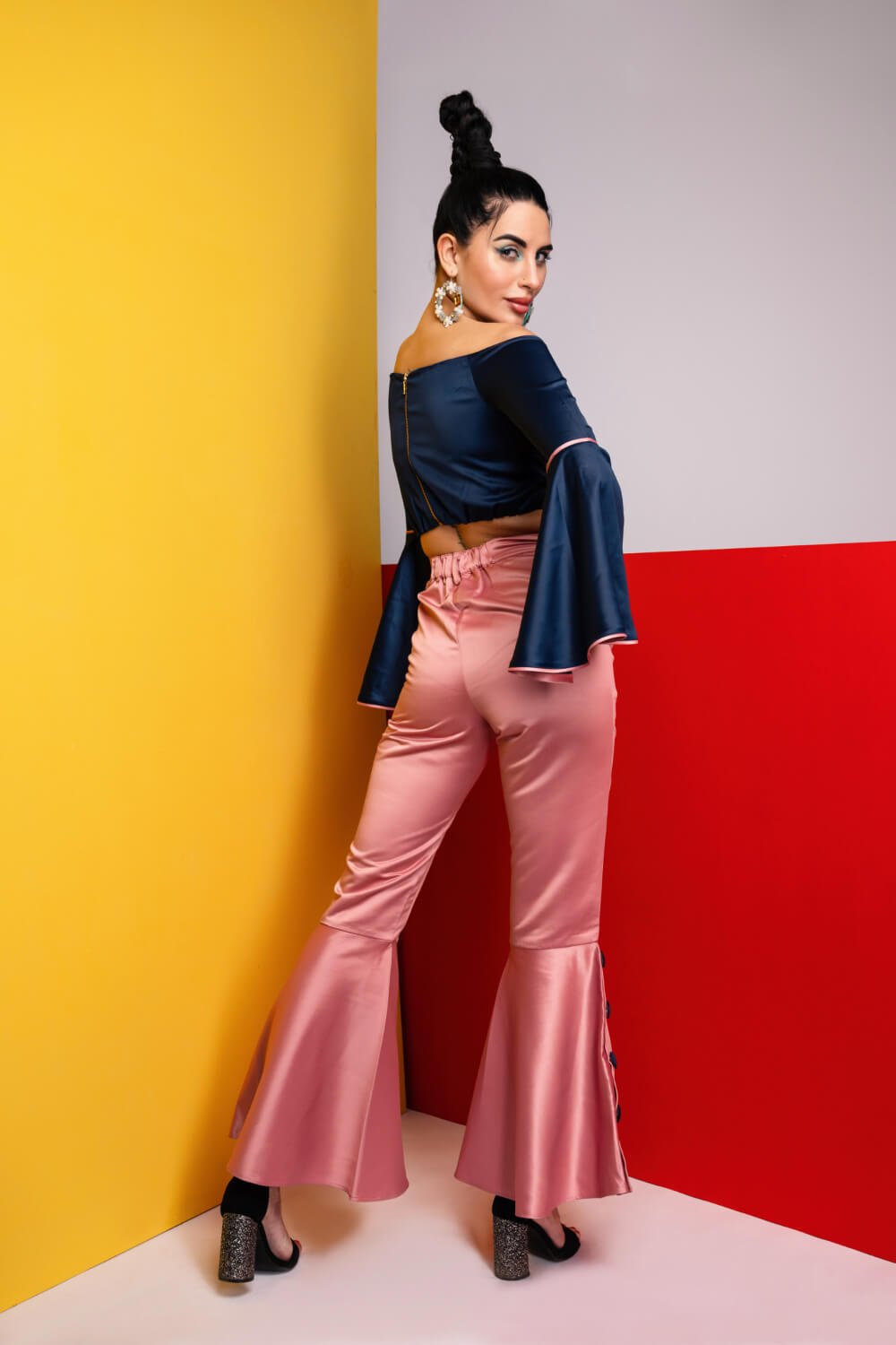 Satin Retro Coord Set - Meeami Fashion