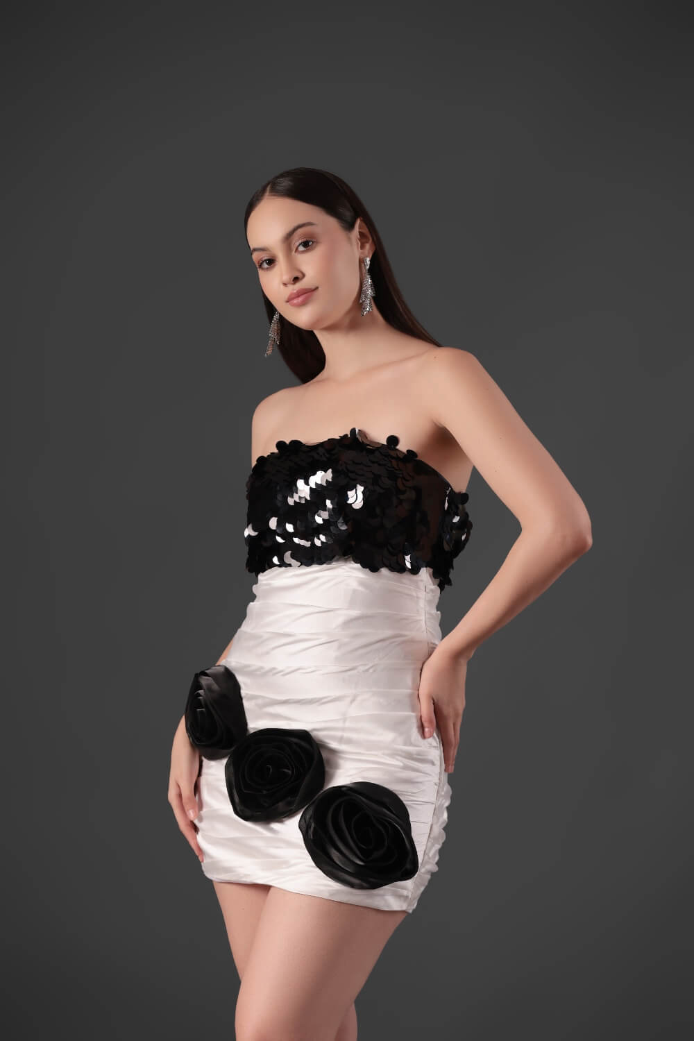 White Ivory Sequin Dress - Meeami Fashion