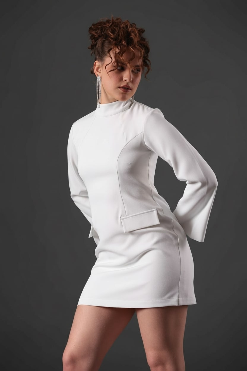 White Luminous Aura Dress - Meeami Fashion