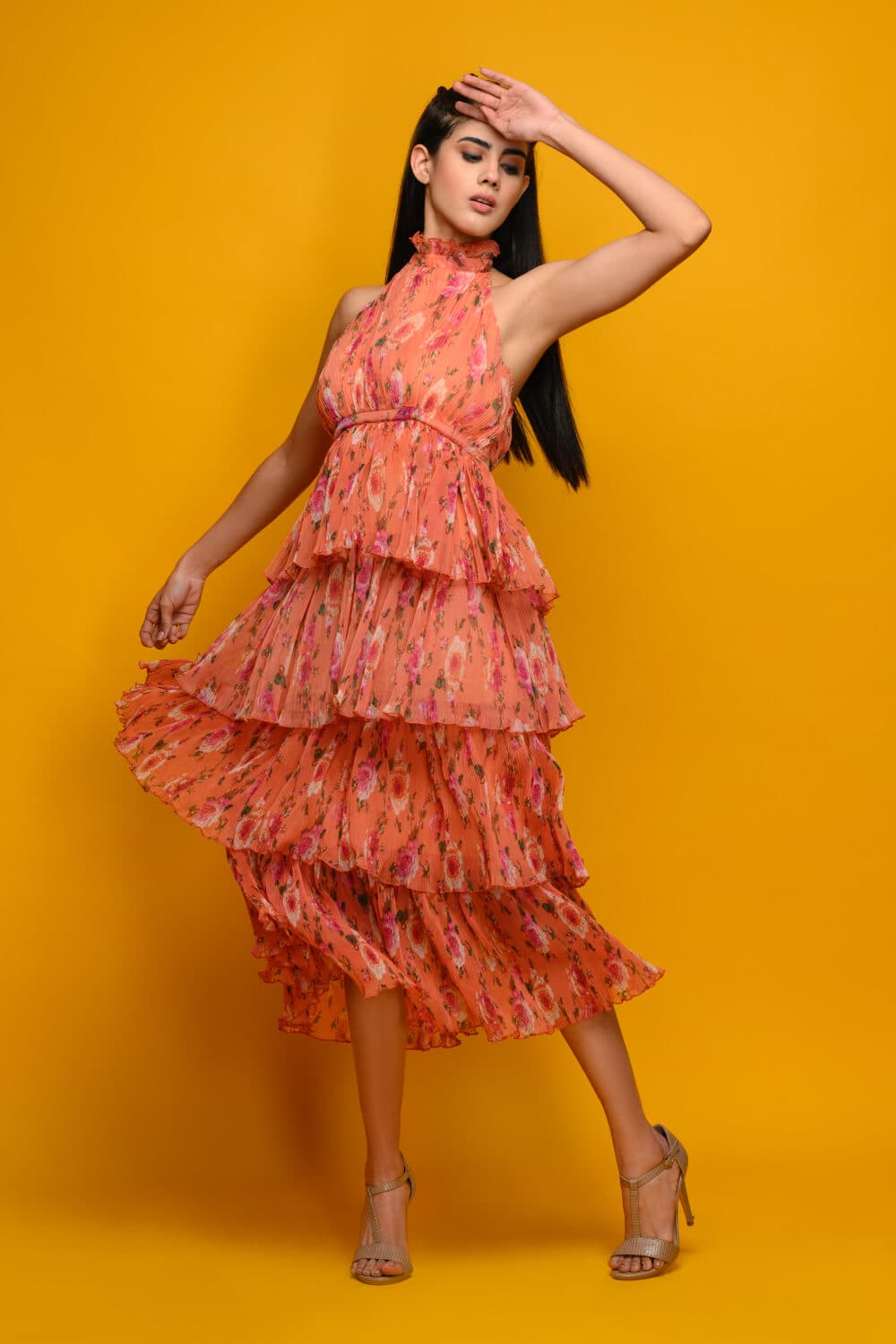 Meeami Fashion "Meeami" Long Dress Meeami Fashion chiffon dress frill long dress PARTY WEAR