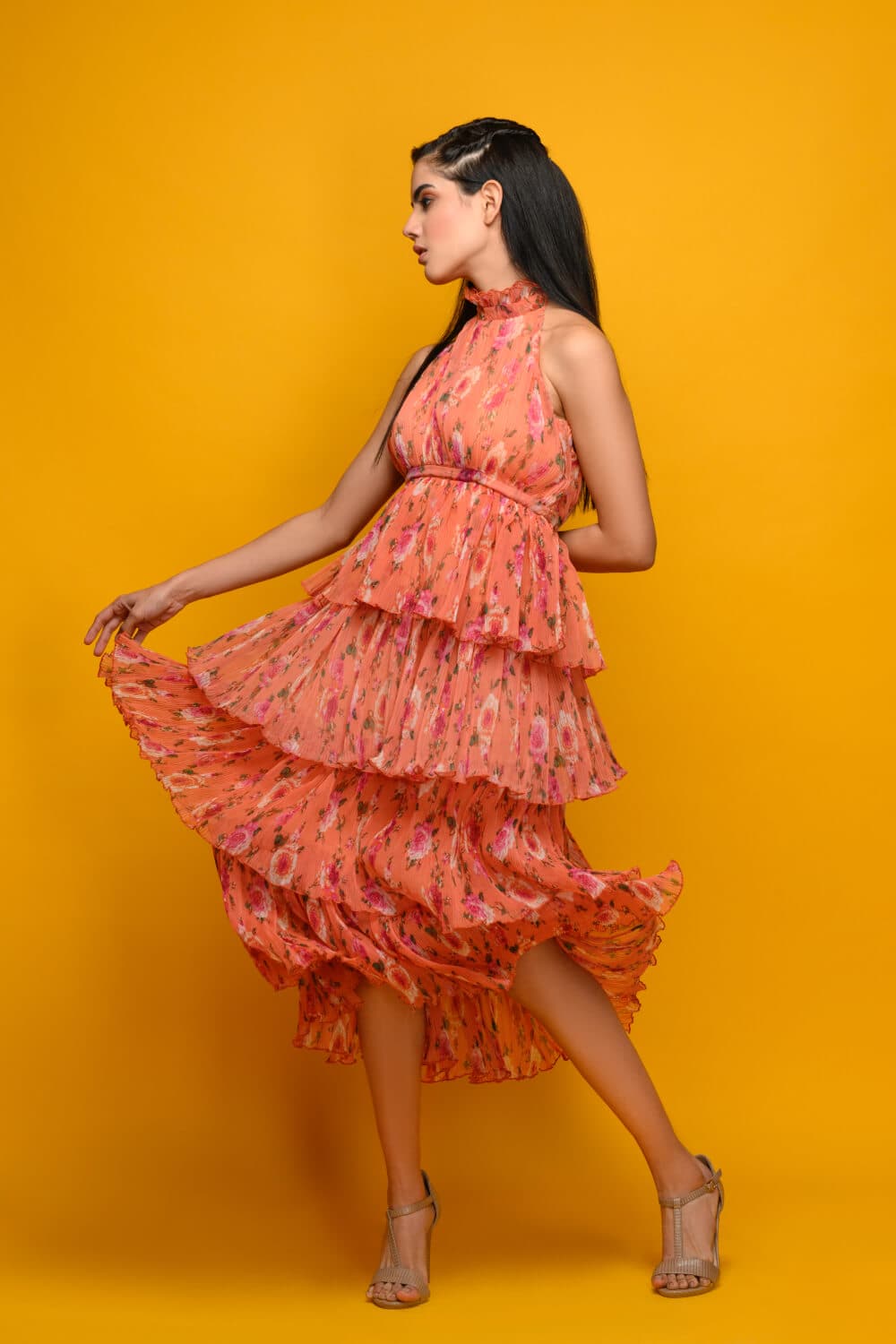 Meeami Fashion "Meeami" Long Dress Meeami Fashion chiffon dress frill long dress PARTY WEAR