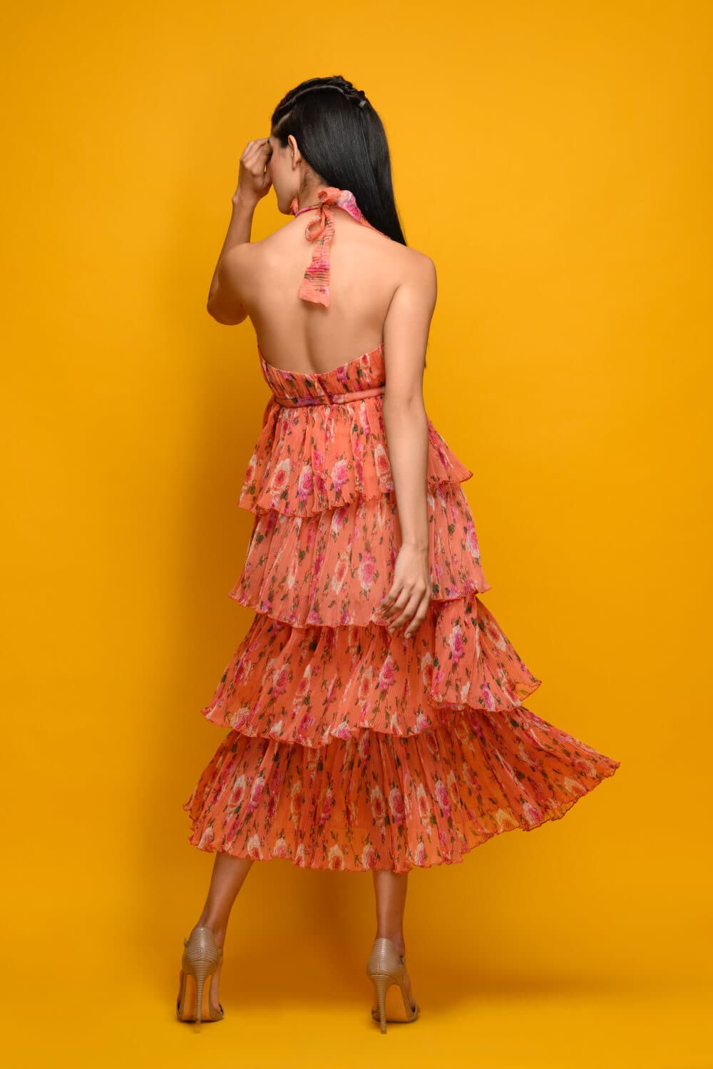 Meeami Fashion "Meeami" Long Dress Meeami Fashion chiffon dress frill long dress PARTY WEAR