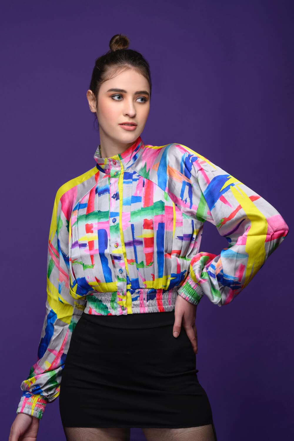 Meeami Fashion Long Sleeve Abstract Top Meeami Fashion long sleeve party party top PARTY WEAR top