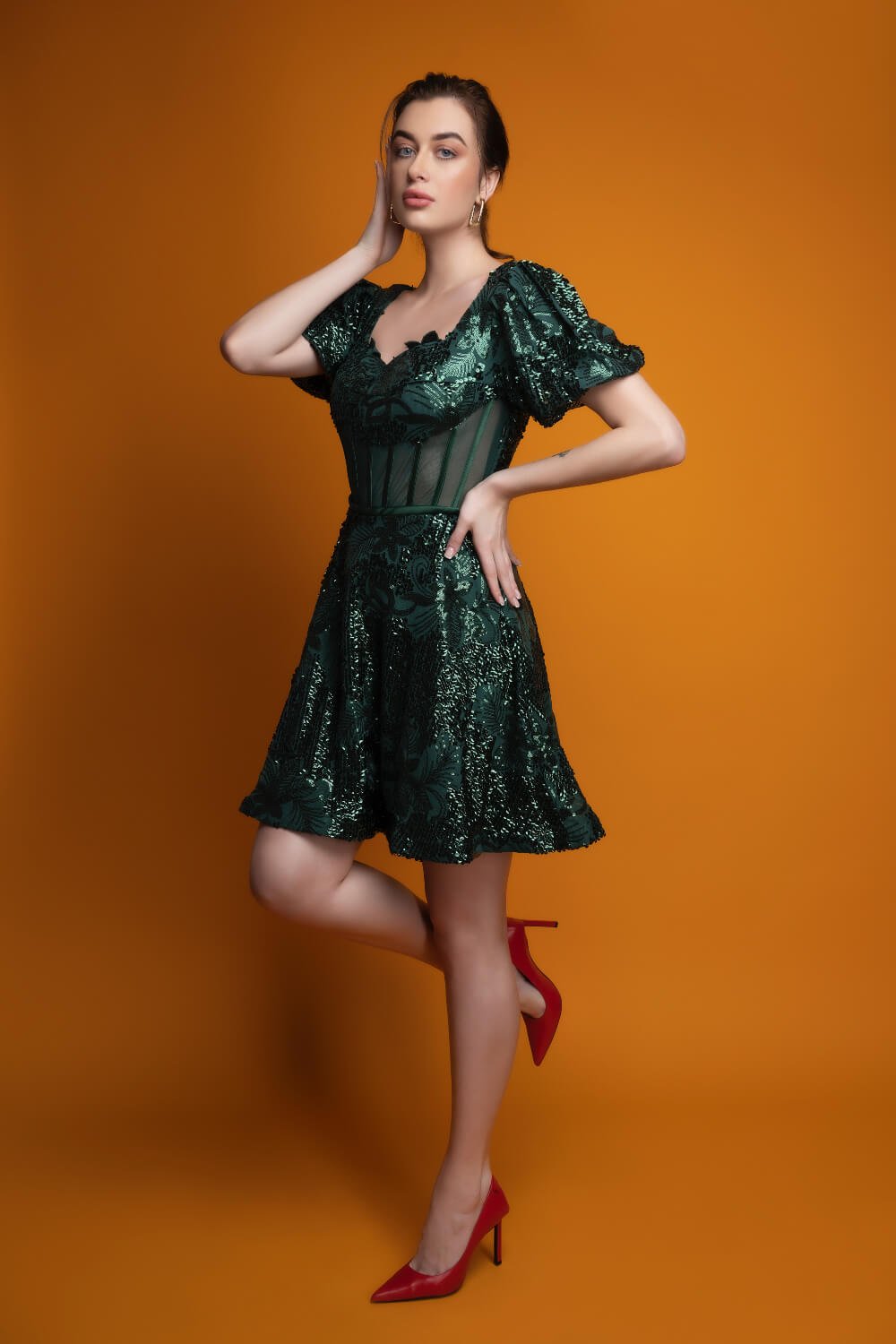 Green Chic Corset Dress - Meeami Fashion