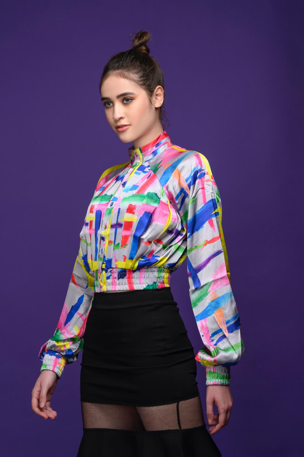 Long Sleeve Abstract Top - Meeami Fashion
