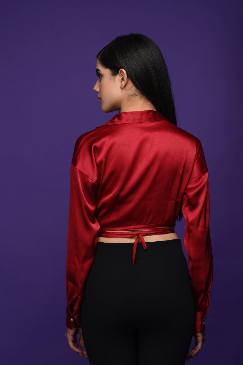 Nora Red Satin Top - Meeami Fashion