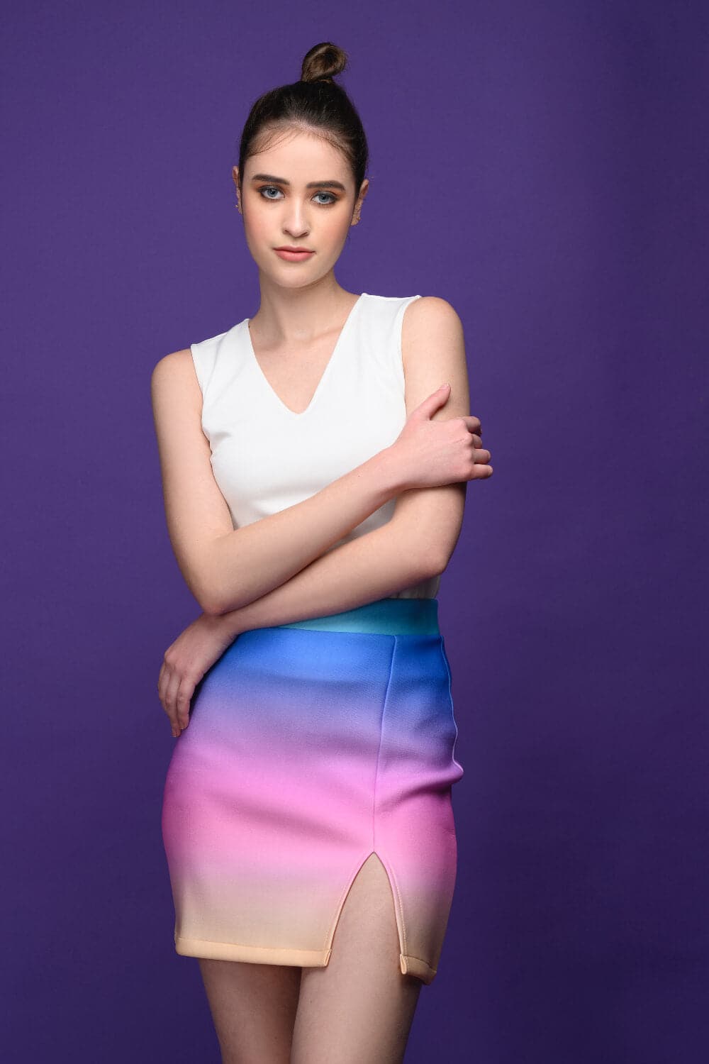 Rainbow Mini Skirt Coord Set - Meeami Fashion