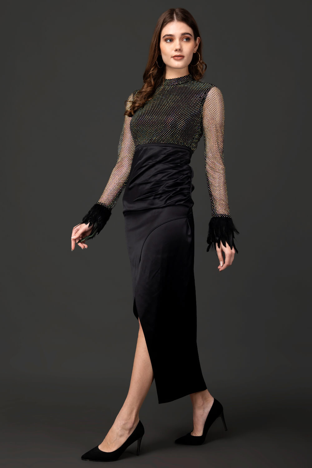 Black Mermaid Satin Dress