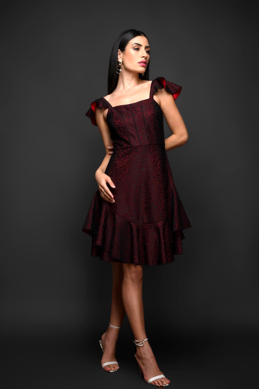 Alhena Jacquard Dress - Meeami Fashion