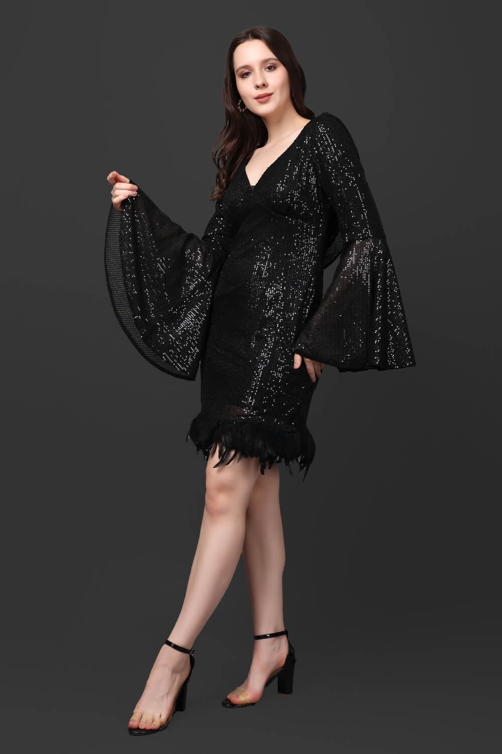 Black Cowl Dress - Meeami Fashion