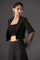 Black Gala Sequin Blazer Set - Meeami Fashion by Amit Bhardwaj