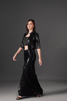 Black Noir Ensemble - Indo Western Style - Meeami Fashion
