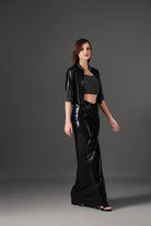 Black Noir Ensemble - Indo Western Style - Meeami Fashion
