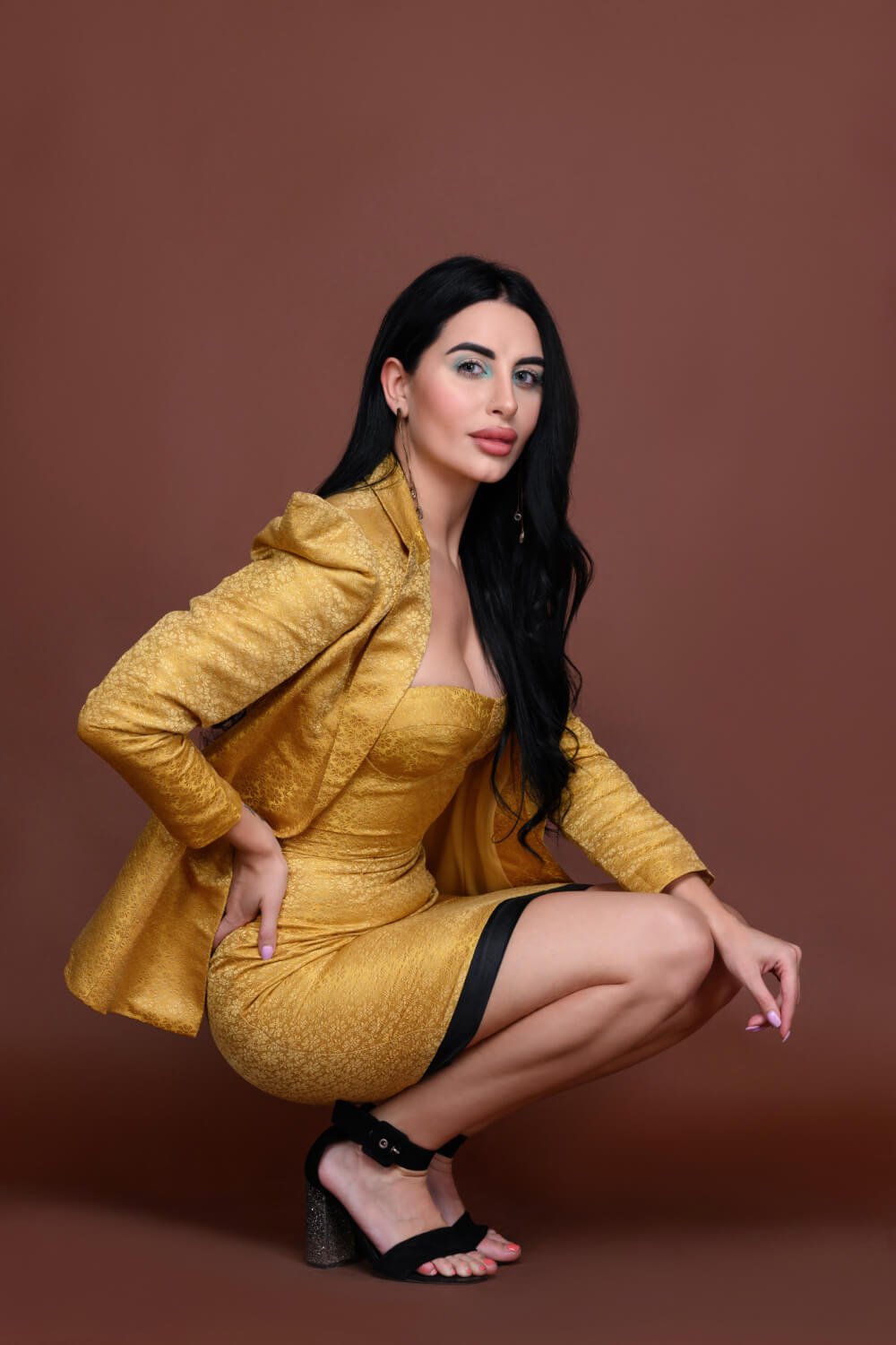 Champagne Statement Ensemble - Brocade Fashion - Meeami Fashion