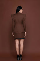 Chocolate Power Blazer Dress Ensemble - Meeami Fashion