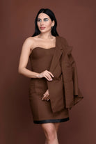 Chocolate Power Blazer Dress Ensemble - Meeami Fashion