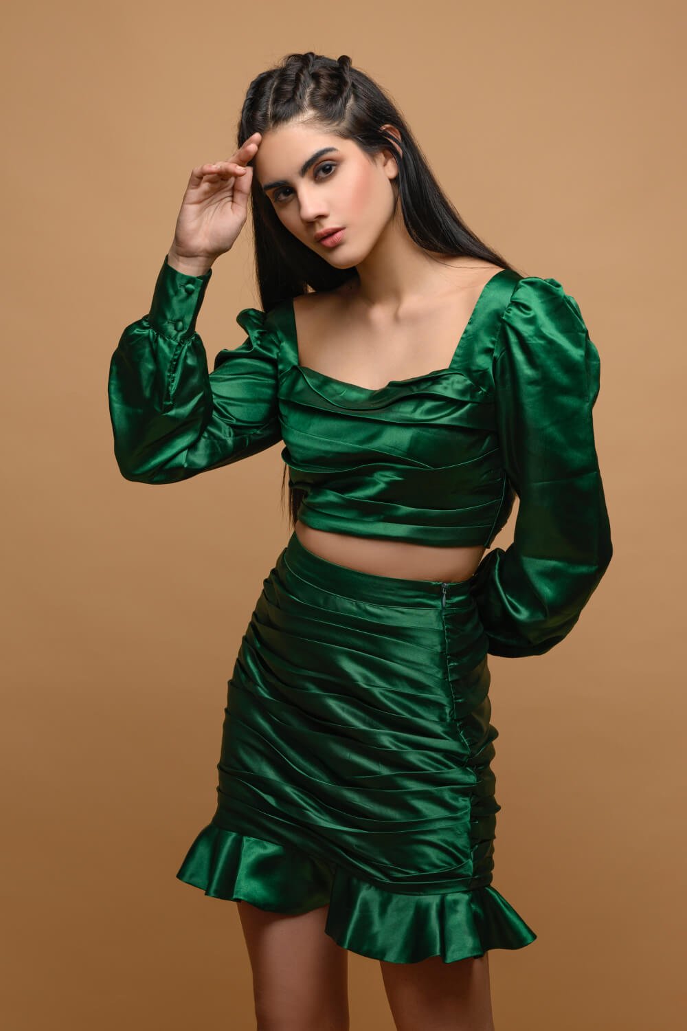 Forest Flair Satin Top - Meeami Fashion