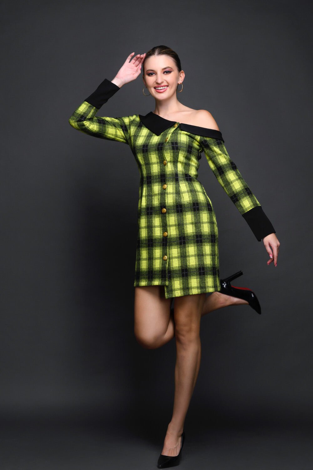 Forest Tweed Dress - Meeami Fashion