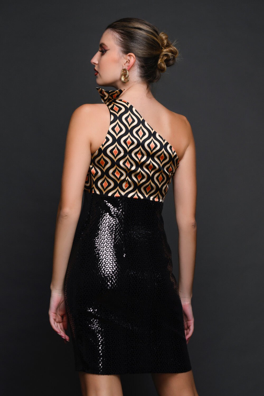 Golden Diamond Foil Dress - Meeami Fashion