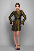 Golden Eclipse Brocade Metallic Dress - Meeami Fashion