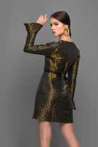 Golden Eclipse Brocade Metallic Dress - Meeami Fashion