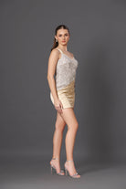 Golden Satin Fizz Dress - Satin Shimmer Elegance - Meeami Fashion