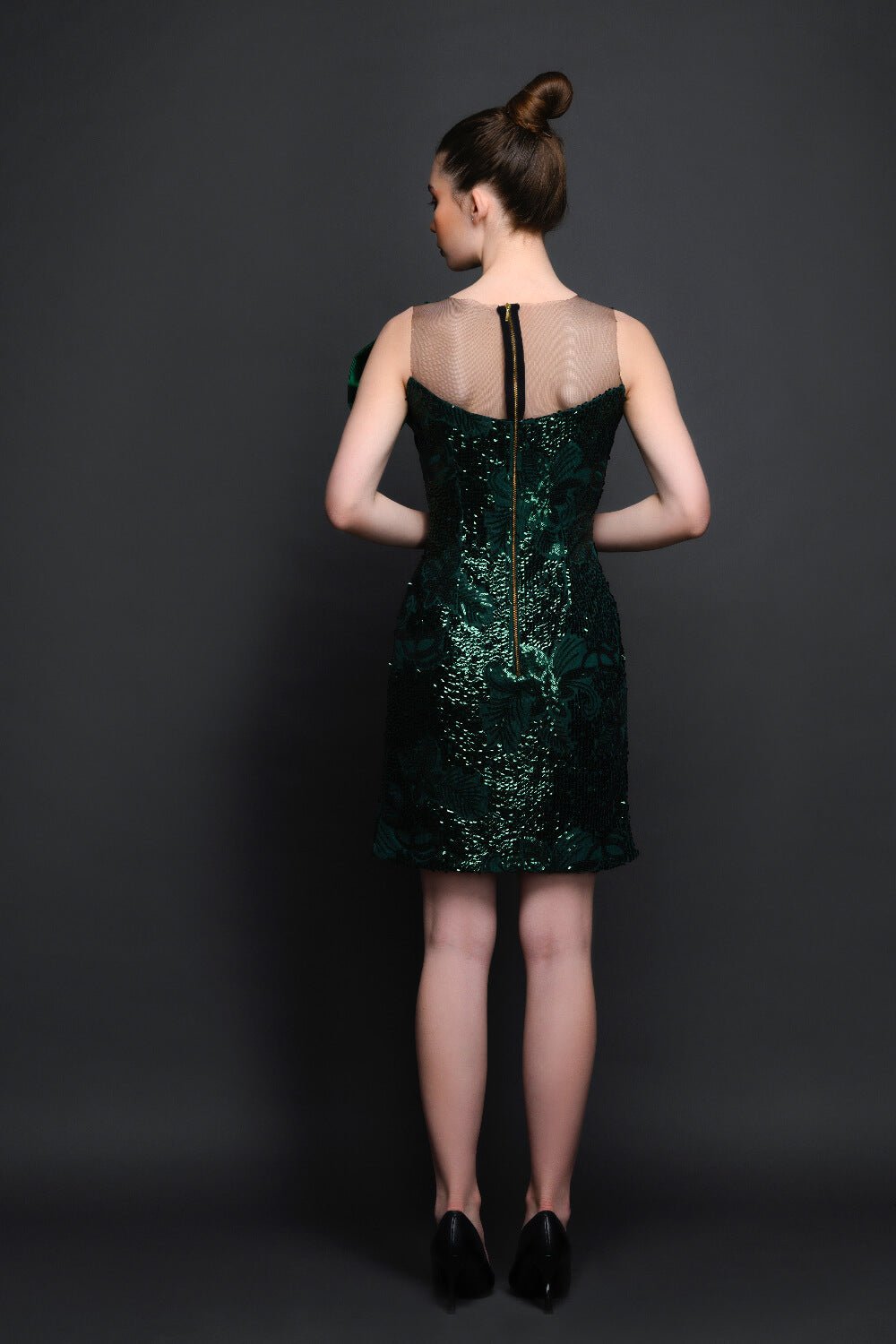 Green Sequin Emerald Dress - Meeami Fashion
